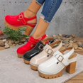 thumbnail image 1 of Women's Patent Leather Closed Toe Platform Sandals Chunky Block Heel Slingback Retro Dress Shoes Non Slip Thick Sole Summer Casual Outdoor Footwear, 1 of 10