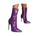 thumbnail image 1 of Women's Patent Leather Knee-Middle Biker Boots - Stiletto Ultra High Heel Boots for Party, Carnival & Holiday Events | Stylish Dress Footwear, 1 of 9