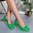 thumbnail image 1 of Women Round Toe Pumps Chunky Block Low Heel Slip-on Dress Shoes Office 1.5 Inch, 1 of 8