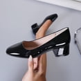 thumbnail image 1 of Women Round Toe Pumps Chunky Block Low Heel Slip-on Dress Shoes Office 1.5 Inch, 1 of 8