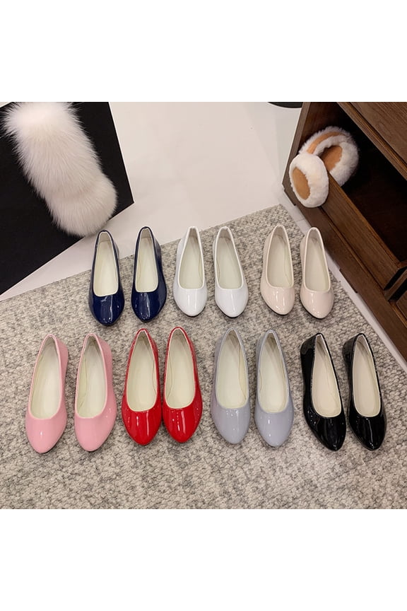 Women's Patent Leather Pointed Toe Flats, Plus Size Comfortable Slip On Dress Shoes, Spring Fall Casual Low Heel Work Shoes, Lightweight Walking Flats for Daily Wear