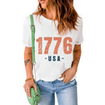thumbnail image 1 of Women's Patriotic 1776 USA Vintage Graphic T-Shirt in White, 1 of 10