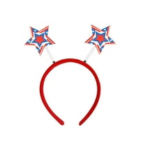 Women's Patriotic 4th July Glitter Headbands with Spinning Star Design - Red, White, Blue Independence Day Hair Accessories & Party Decorations A