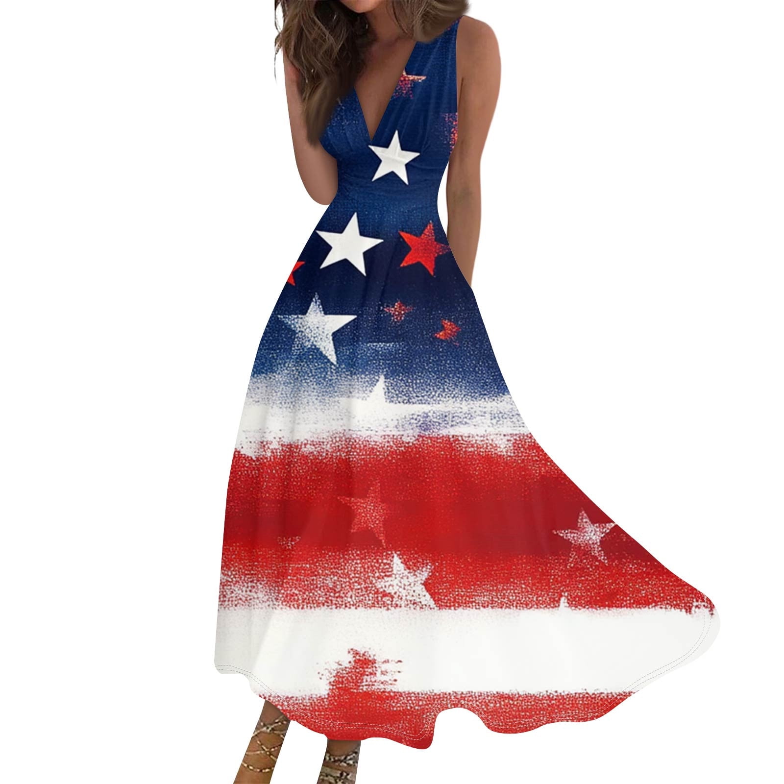 American Flag Sleeveless Maxi Dress