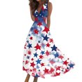 thumbnail image 1 of Women's Patriotic American Flag V-Neck Sleeveless Maxi Dress, Stars & Stripes Summer Long Dress for 4th of July Independence Day Celebrations,Pink S, 1 of 5
