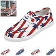 thumbnail image 1 of Women's Patriotic Canvas Sneakers, America Print Low-Top Slip-On Shoes, American Flag Star Stripes Casual Walking Shoes for 4th of July,Red,43, 1 of 6