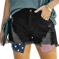 thumbnail image 1 of Women's Patriotic Printed Denim Bermuda Shorts 5-Inch Inseam, July 4th Star Flag Design for Summer Casual Outfits,Black L, 1 of 4