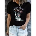 thumbnail image 1 of Women's Patriotic Statue of Liberty Graphic T-Shirt, 250 Years Lighting Freedom USA Independence Day Short Sleeve Tee, 1 of 6