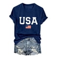 thumbnail image 1 of Women's Patriotic V Neck T-Shirt American Flag Graphic Tee Casual Going Out Blouse for 4th of July Memorial Day Summer, 1 of 3