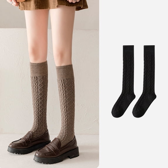 Women's Pattern Calf Socks Women's Spring And Autumn Long Oatmeal Color Thickened Wool Warm High Stockings Compression Socks Men Decorated Toe Socks Women Seamless Socks Socks Men Well Knitting Mens