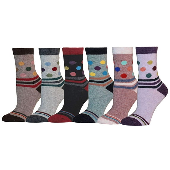 Women's Pattern Crew Wool Thick Warm Soft Comfortable Winter Socks 6 Pairs