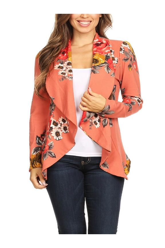 Women's Pattern Print Casual Office Long Sleeve Open Front Blazer Jacket/Made in USA