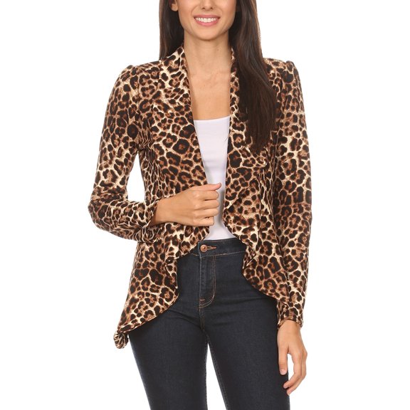 Women's Pattern Print Casual Office Long Sleeve Open Front Blazer jacket