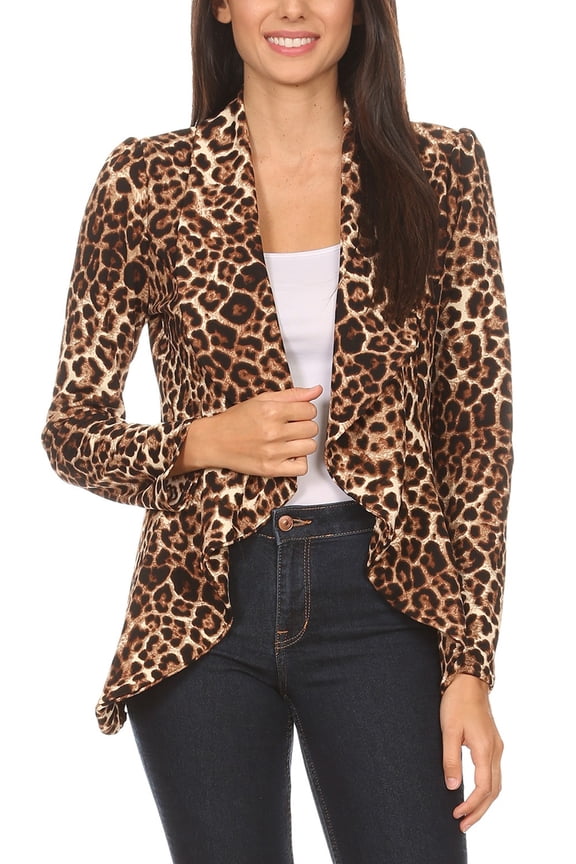 Women's Pattern Print Casual Office Long Sleeve Open Front Blazer jacket