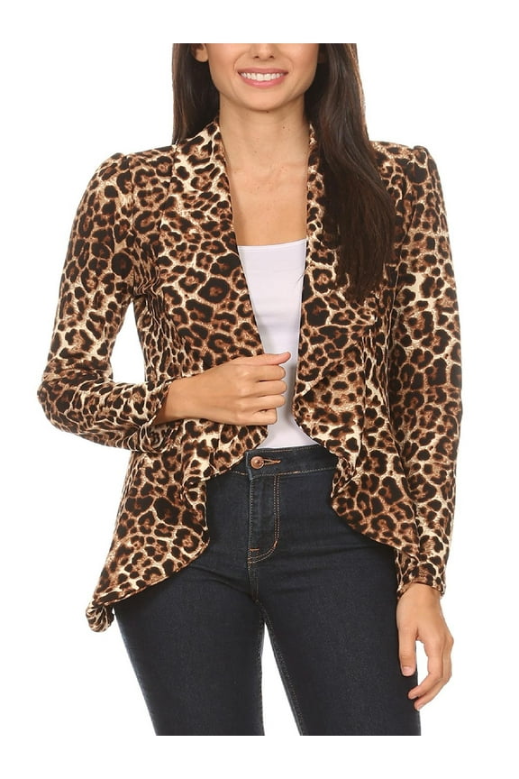 Women's Pattern Print Casual Office Long Sleeve Open Front Blazer jacket/Made in USA