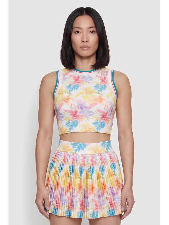 Women's Patterned Cropped Racerback Tank Top