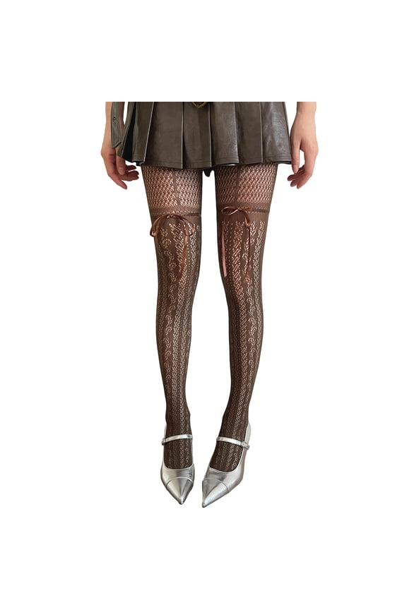 Women's Patterned Fishnets Net Stockings Garter Belt Tights Suspender Pantyhose Fishnets Thigh High Stockings Hosiery