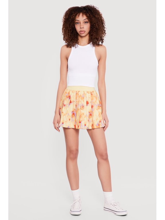 Women's Patterned High Waisted Pleated Skort