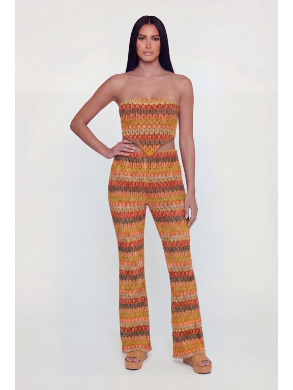 Women's Patterned Lined Flare Pants