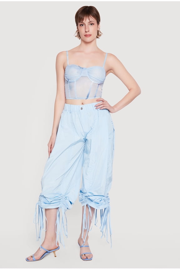 Women's Patterned Mesh Bustier Crop Top