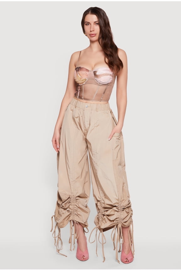 Women's Patterned Mesh Bustier Crop Top