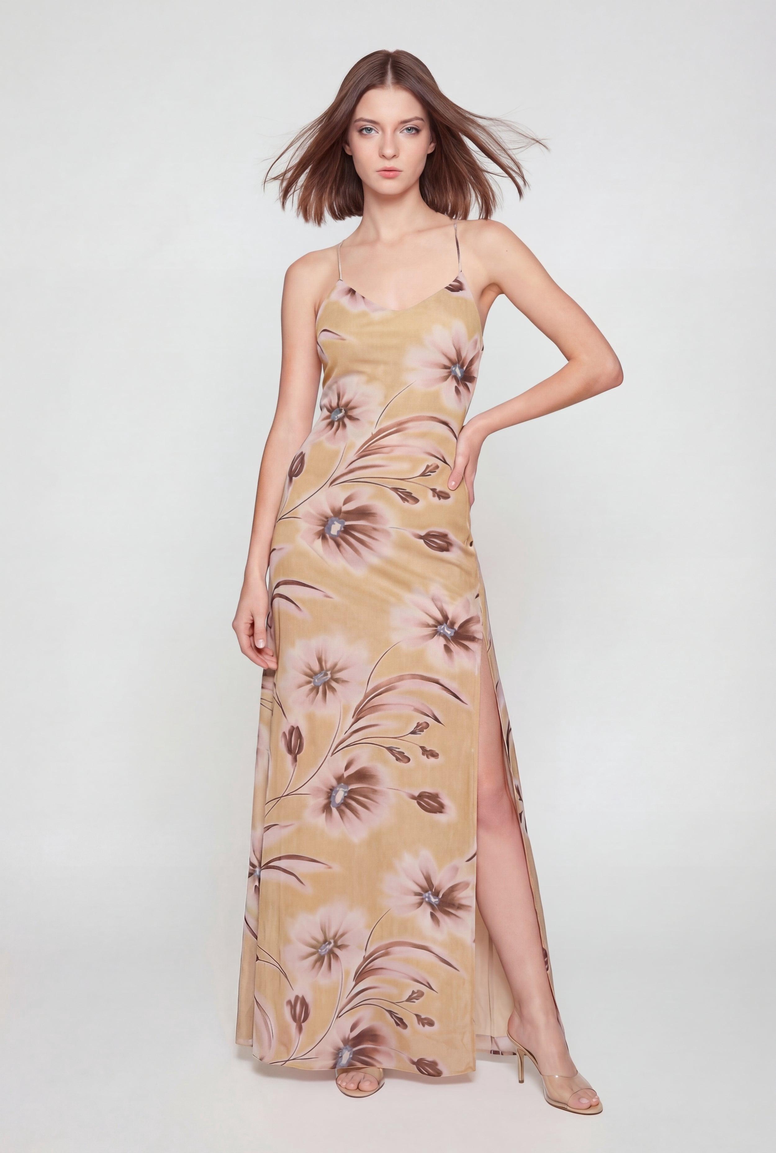 maxi dress open side BORDEAUX LONG DRESS WITH SIDE SLIT AND OPEN BACK
