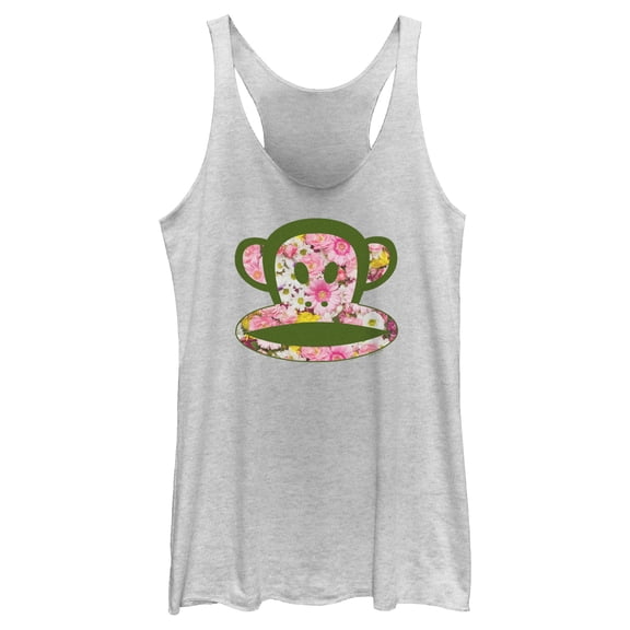 Women's Paul Frank Floral Julius the Monkey Racerback Tank Top White Heather Medium