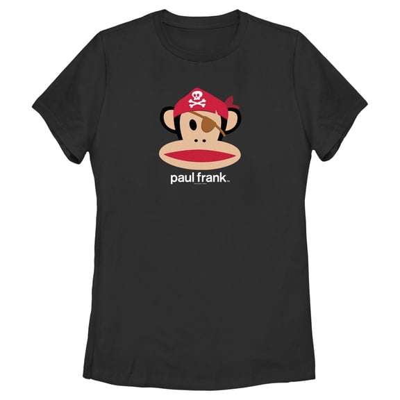 Women's Paul Frank Halloween Julius the Monkey Pirate Graphic Tee Black Medium