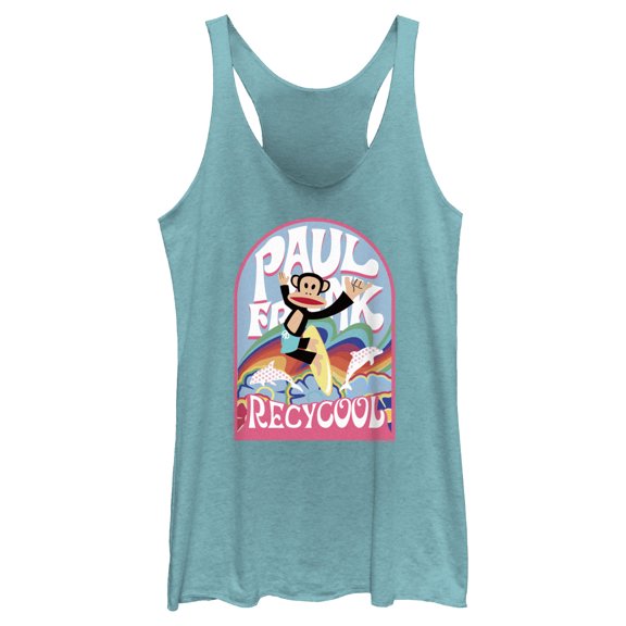 Women's Paul Frank Recycool Julius the Monkey Racerback Tank Top Tahiti Blue X Large