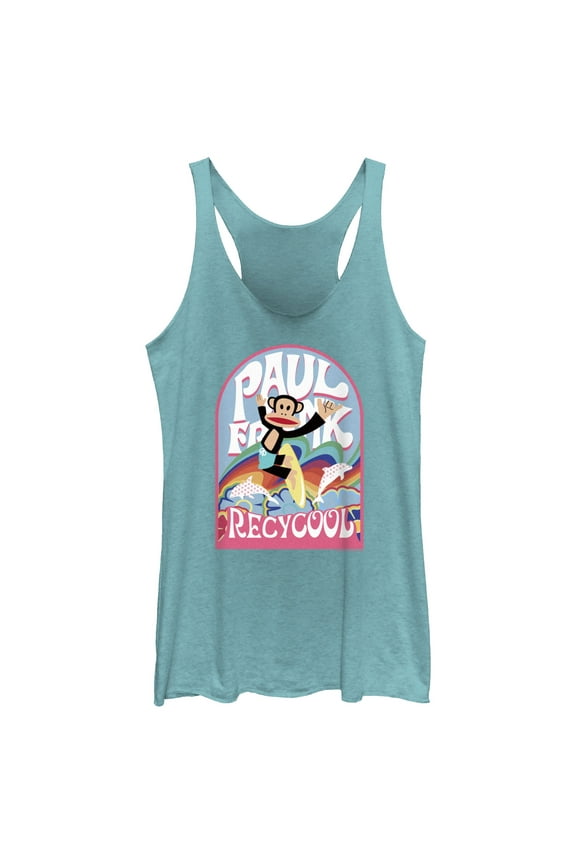 Women's Paul Frank Recycool Julius the Monkey Racerback Tank Top Tahiti Blue X Large