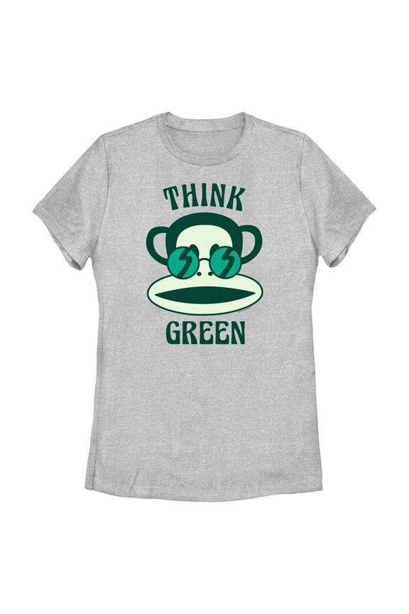 Women's Paul Frank Think Green Julius the Monkey Graphic Tee Athletic Heather Medium