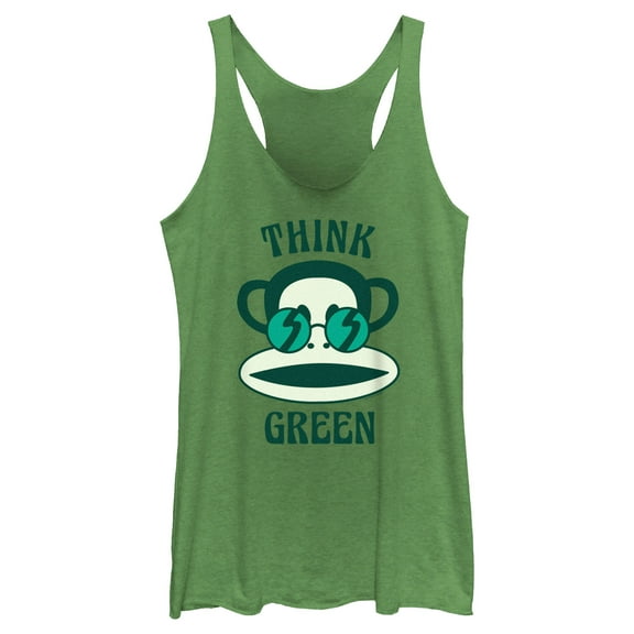 Women's Paul Frank Think Green Julius the Monkey Racerback Tank Top Envy Green X Small