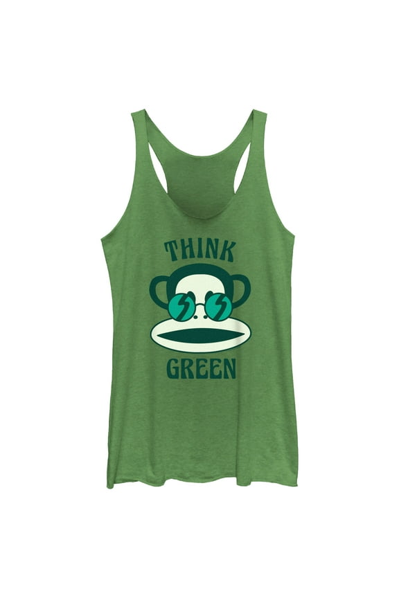 Women's Paul Frank Think Green Julius the Monkey Racerback Tank Top Envy Green X Small