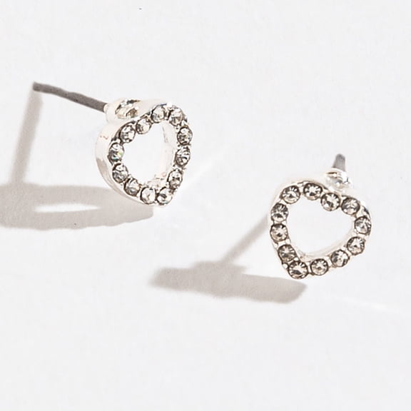 Women's Pave Heart Earsense Stud Earrings by Howard's