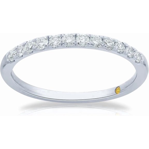 La Joya Women's Pave Set Diamond Band | 10k White Gold 1/6 CTW Lab Created Wedding Rings | Size 5