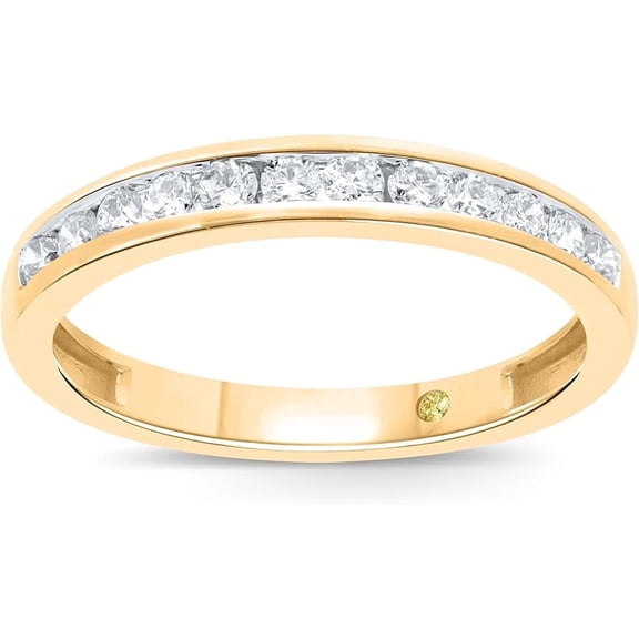 La Joya Women's Channel Set Diamond Rings | Real 10k Yellow Gold 1/2 CTW Lab Created Diamond Wedding Bands | Size 4.5