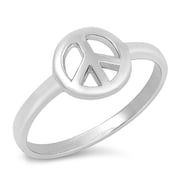 Womens Peace Symbol Joy Love Ring .925 Sterling Silver Band Jewelry Female Male Unisex Size 12