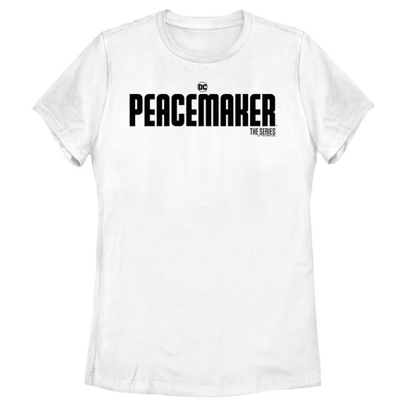 Women's Peacemaker Black Classic Logo  Graphic Tee White 2X Large