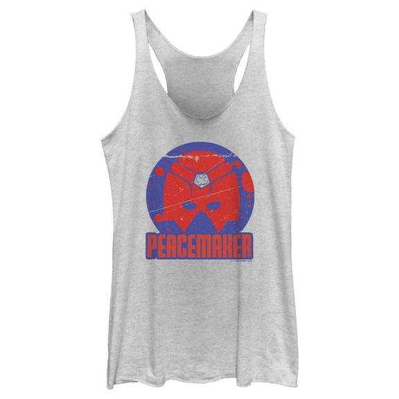 Women's Peacemaker Helmet Logo  Racerback Tank Top White Heather Medium