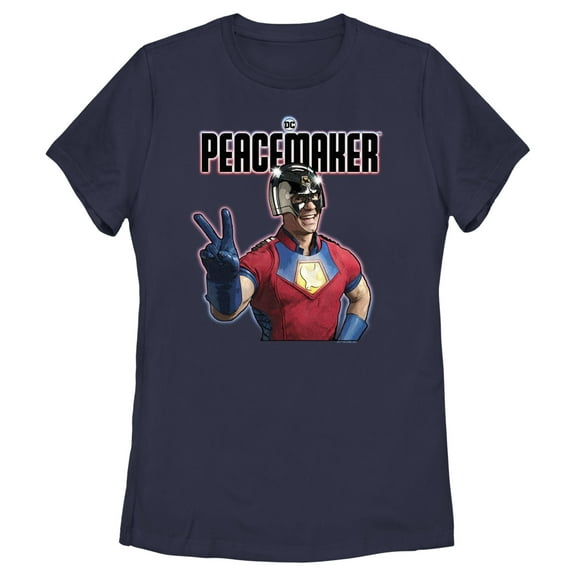 Women's Peacemaker Hero Peace Sign  Graphic Tee Navy Blue Small
