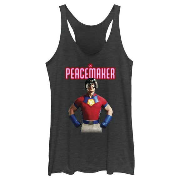 Women's Peacemaker Hero Portrait  Racerback Tank Top Black Heather Large