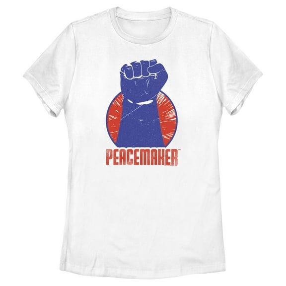 Women's Peacemaker Red Fist Circle  Graphic Tee White Small