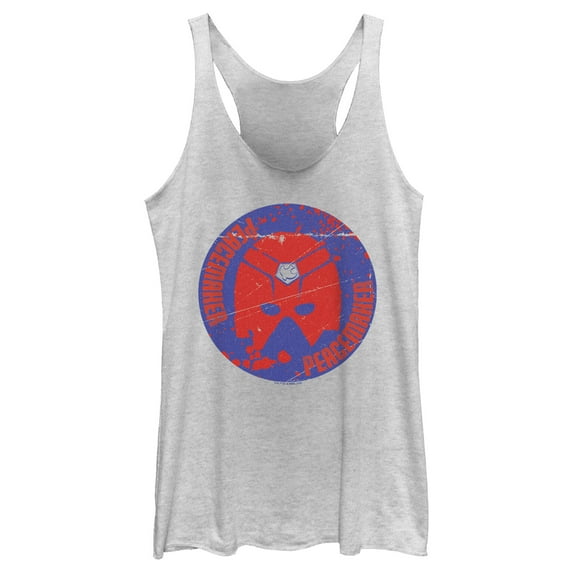 Women's Peacemaker Red Helmet Racerback Tank Top White Heather X Large
