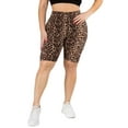 thumbnail image 1 of Women's Peach Skin Biker Shorts, Leopard Print High Waisted Soft, Plus Size, 1 of 5