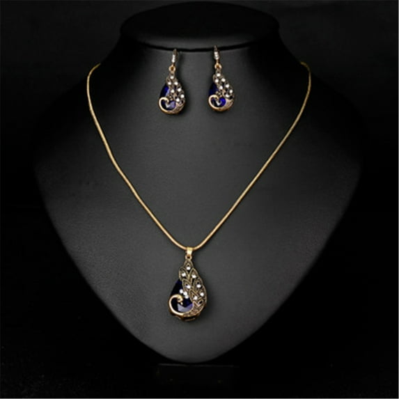 Women's Peacock Pendant Earring Necklace Vintage Wedding Jewellery Set, Xinsrenus Under $5! Women's Peacock Pendant Earring Necklace