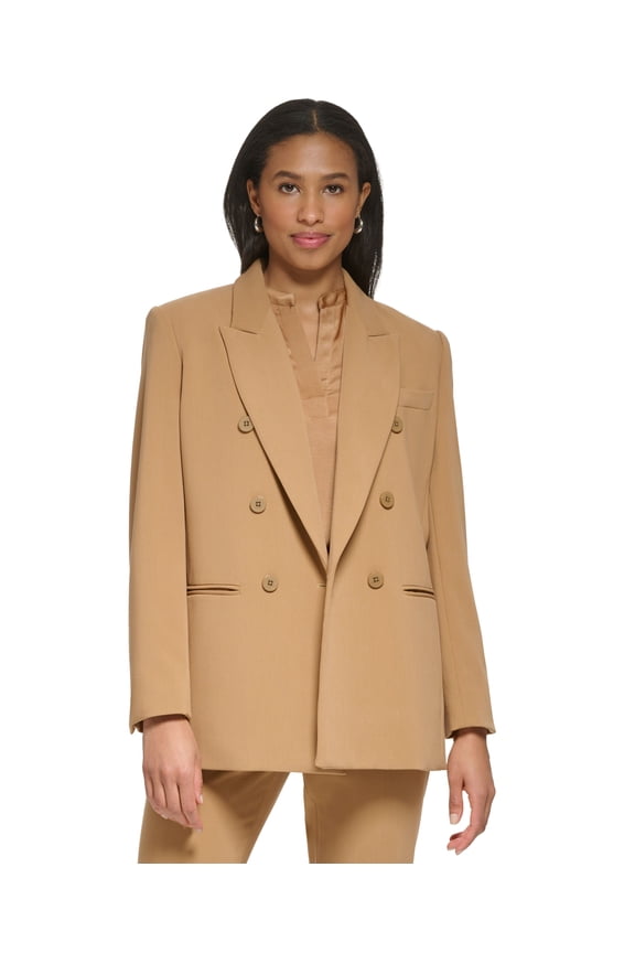 Women's Peak-Lapel Double-Breasted Jacket Pecan 0