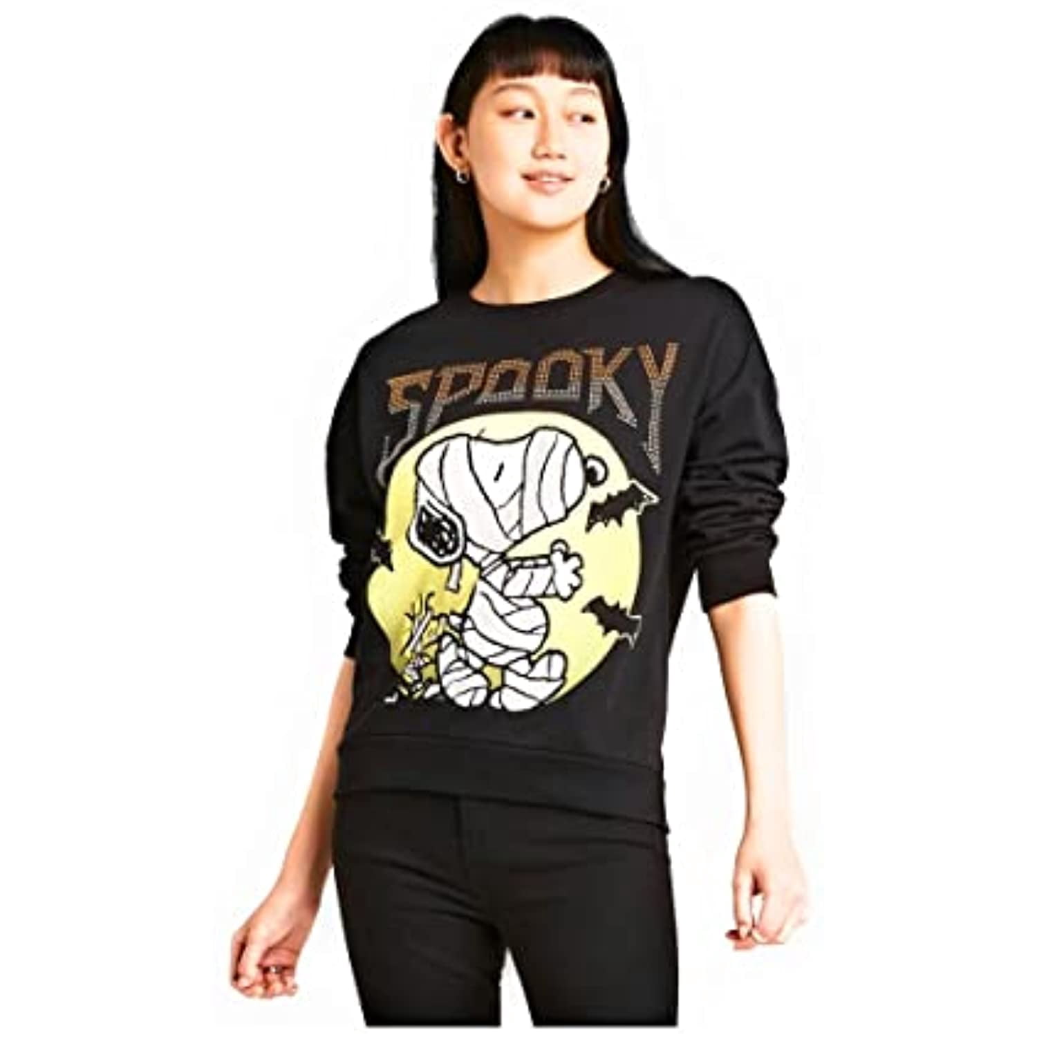https://www.walmart.com/ip/Women-s-Peanut-Snoopy-Spooky-Embellished-Graphic-Sweatshirt-Black-by-Peanuts-X-Small/858407646