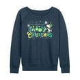 thumbnail image 1 of Women's Peanuts Snoopy Christmas Lightweight French Terry Sweatshirt Color: Heather Indigo Size: MEDIUM, 1 of 6