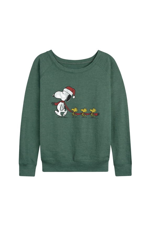 - Christmas Snoopy & Woodstock - Women's French Terry Long Sleeve Pullover