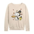 thumbnail image 1 of Women's Peanuts Snoopy & Woodstock Thanksgiving Lightweight French Terry Sweatshirt Color: Beige Size: X LARGE, 1 of 6